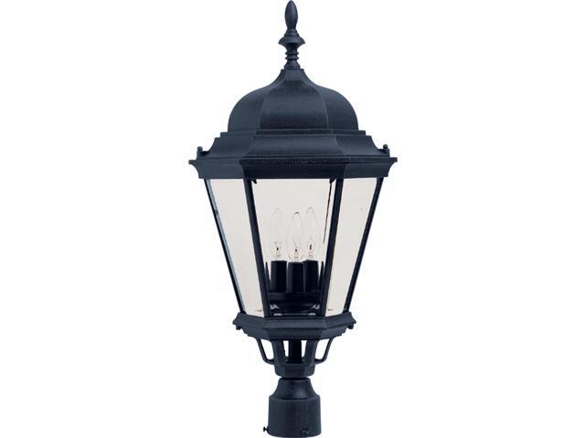 Lighting Westlake 3-Light Outdoor Post Light Black Finish Clear Glass Shade Mediterranean Driveway Garden Post Lantern 1007BK