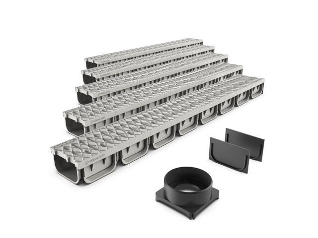 Vodaland - 4 Inch Trench Drain System with Grate - Ivory Color - Easy 2 Channel (5)