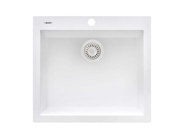 23 x 20 inch epiGranite Drop-in Topmount Granite Composite Quartz Single Bowl Wet Bar Prep Sink - Arctic White Matte - RVG1023WH