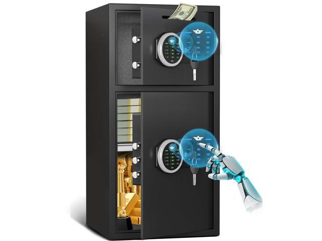 6.0 Cu ft Safe, Large Double Door Safe Box with Deposit Slot Fireproof Waterproof Security Safe with LED Light, Dual Alarm System, Digital...