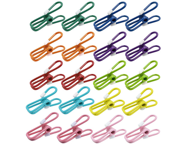 20 Pack Chip Clips Bag Clips 2.2 Inch (55mm) Stainless Steel Bag Clip for Food Storage, Snack, Kitchen, Laundry Clothes Pins for Hang out The...