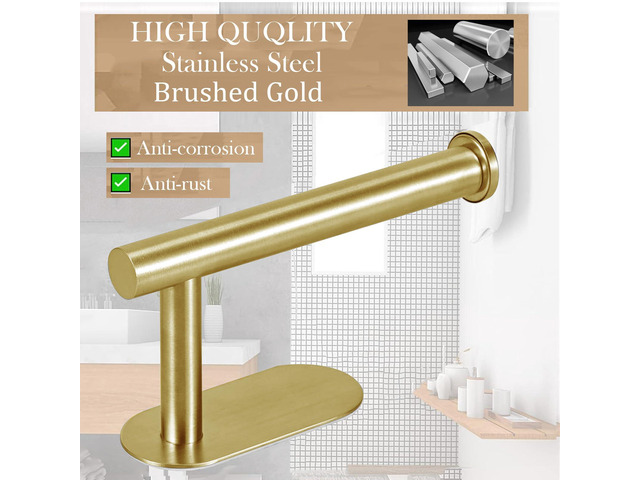 Self Adhesive Toilet Paper Holder - Brushed Gold2 Pcs Toilet Paper Holder Wall Mount for Bathroom,Stainless Steel Command Strip Toilet Paper Roll...