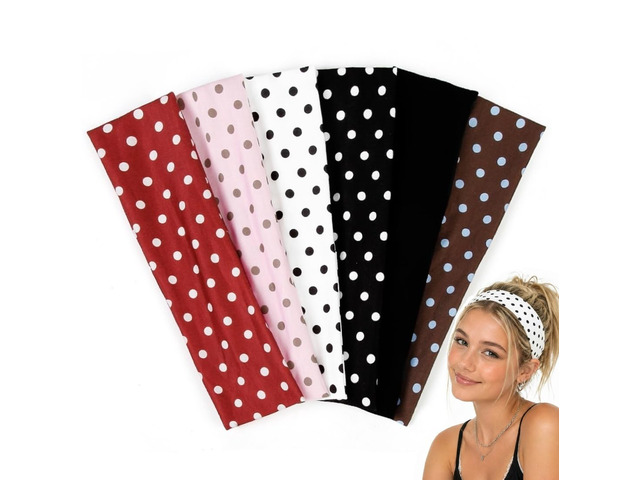 Polka Dot Headbands for Women Trendy Women Hair Accessories: Cute Head Bands for Women's Hair Fashion Hairbands 6PCS