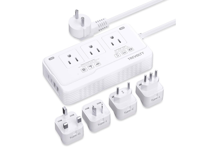 2000W Voltage Converter US to Europe for Hair Dryer, 220V to 110V Converter for European Travel Plug Adapter with 3 AC 2 USBC 2 USBA Ports, Travel...