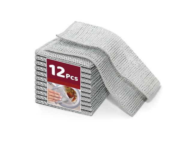 12 PCS Non-Scratch Wire Dishcloths - Metal Dish Cloth with Double Layer Multipurpose Steel Wrie Diswashing Rag for Washing Dishes & Stainless...
