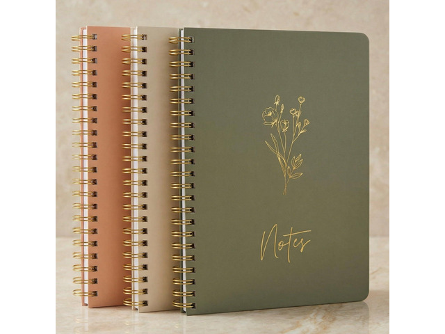Aesthetic Spiral Notebook Set of 3 For Women - Cute College Ruled Journals 8x6 Journal Notebook with Large Pockets and Lined Pages - Perfect...