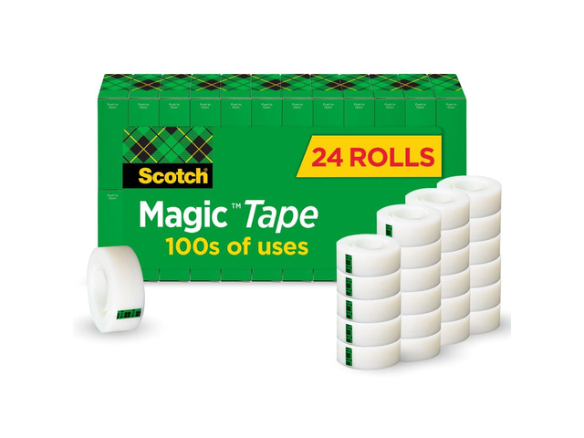 Magic Tape, Invisible, Home Office Supplies and Back to School Supplies for College and Classrooms, 24 Rolls