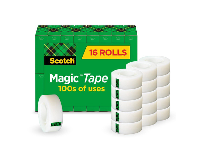 Magic Tape, Invisible, 16 Rolls Home Office Supplies and Back to School Supplies for College and Classrooms