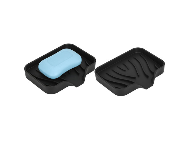 2-Pack Self-Draining Silicone Soap Dish - Anti-Slip Bar Soap Holder for Shower, Bathroom & Kitchen