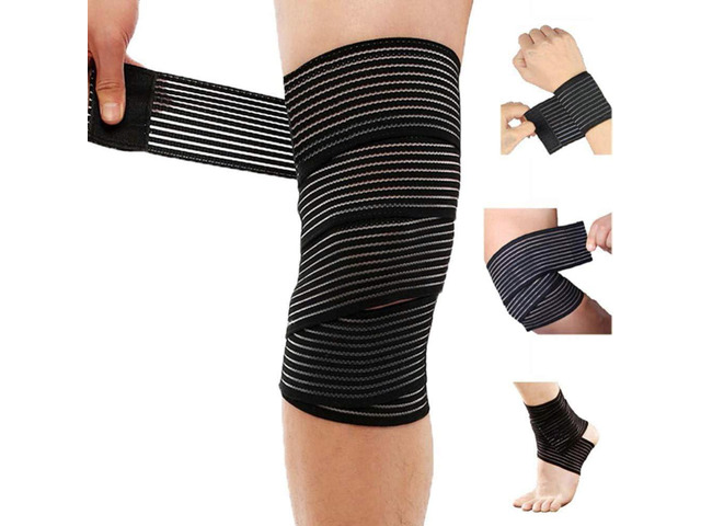 CWB & ADB Elastic Knee Wrap Compression Bandage Brace, Black, 1pcs, 70.8 inch Extra Long, Plantar Fasciitis Support, Stabilising Ligaments, Joint...