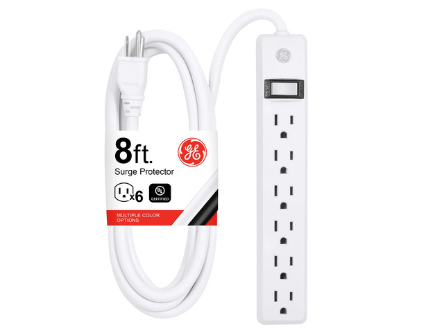 Power Strip, 6 Outlet Extender, 8 Ft Long Extension Cord Multiple Outlets, Wall Mount, On Off Switch, Home Office Dorm Essentials, ETL Safety...