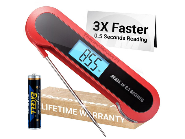 Professional 3X Faster 0.5sec Instant Read Meat Thermometer Digital, High Accuracy ±0.5°F, IP67 Waterproof, Auto Wake/Sleep & Rotate Display, NSF &...