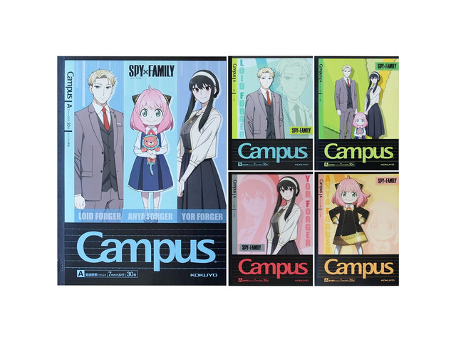 Composition Notebooks, 5 Pack Campus Semi-B5 Comp Book with Dot A 7mm Ruled, 30 Sheets, School Lined Notebook Spy x Family Limited Edition, Journal...