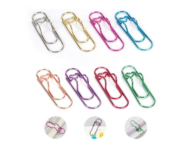 Paperclip Pen Holder for Notebook, 32pcs Metal Pen Clip for Journal Colorful Pen Clip Holder Planner Accessories, Office Desk Organizer, Oversized...