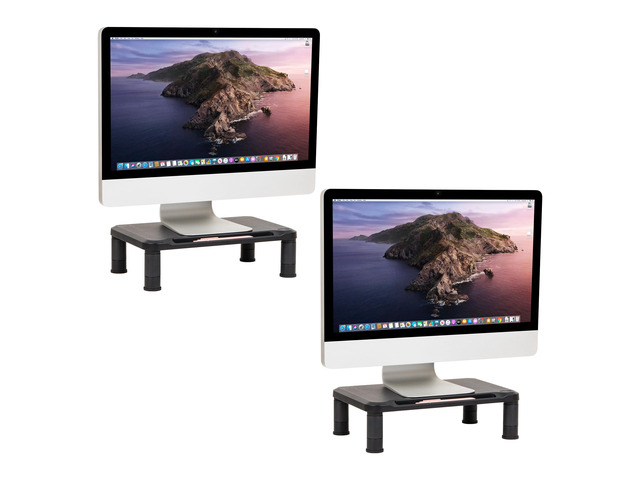 Monitor Stand, Height Adjustable, Laptop, Computer, Riser, Office, Set of 2, Black