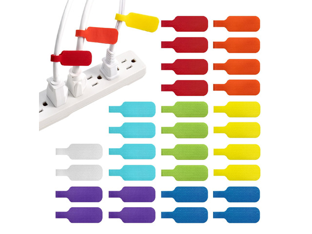 Cable Labels, Medium, Multi-Color (30-Pack) Write On Cord Tags for Wire Management and Identification