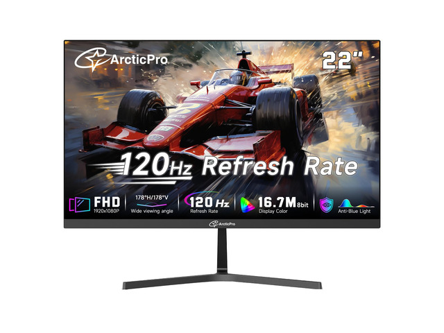 22 inch 120Hz Monitor, Full HD (1920 x 1080p) Computer Monitor, 99% sRGB, 4000:1 Contrast, 3-Sided Frameless, Ultra Slim, VESA, LowBlue Mode, Tilt...