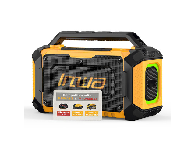 Jobsite Bluetooth Speakers Compatible with DeWalt 20V/FLEXVOLT & Milwaukee M18 Battery, 60W Portable Outdoor Wireless Boombox w/Bass, RGB Lights,...