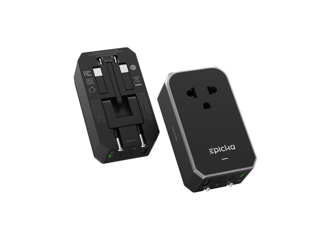 Air 40W Universal Travel Adapter PD & QC with 1AC/3USB-C/1USB-A Slim & Compact Size Plug Adapter For US EU UK AU, Supports Fast Charging for...