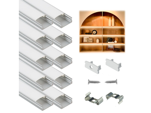 10Pack 6.6FT Silver LED Strip Channel with Milky Diffuser U1SW WW 17x7mm LED Aluminum Channel, Fits LED Strips Up to 12mm, LED Strip Light...