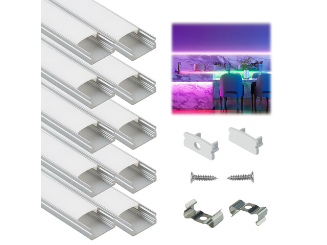 10Pack 3.3FT Silver LED Strip Channel with Milky Diffuser U1SW WW 17x7mm LED Aluminum Channel, Fits LED Strips Up to 12mm, LED Strip Light...