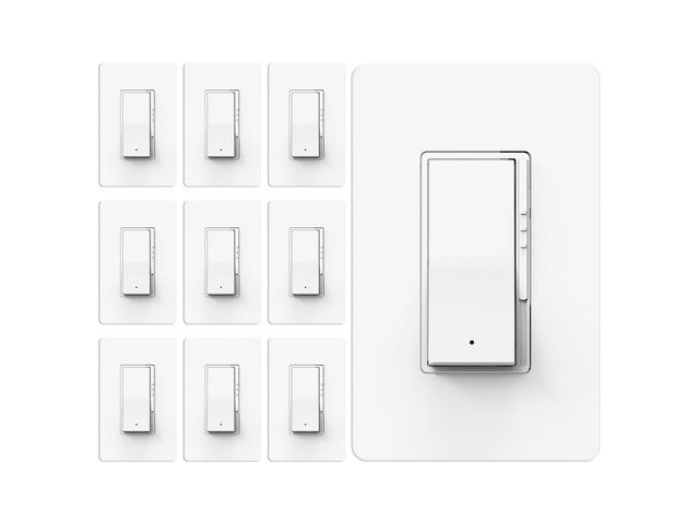 10 Pack Slide LED Dimmer Light Switch, Single Pole/3-Way, White for 300W Dimmable LED/CFL Lights and 700W Incandescent/Halogen, Wall Plate...