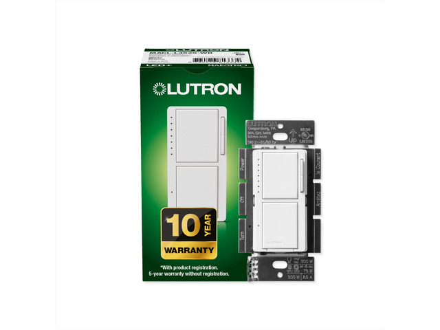 Maestro LED+ Dual Dimmer and Switch 75-Watt LED Bulbs/2.5A Fans, Single-Pole MACL-L3S25-WH White