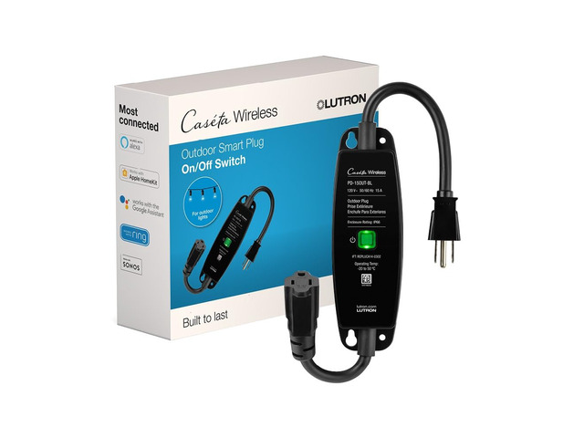 Caseta Smart Outdoor Plug for Lights and Motors (Smart Hub Required) Smart Outdoor Plug for Patio, Backyard, Outdoor Lights, Waterproof, Built to...