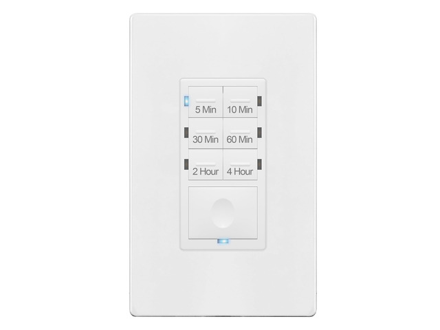 4-Hour Neutral Countdown Timer Switch for Exhaust Fans UL Listed, Bathroom Wall Light Switch Timer, 5 Min-4 Hour, LED Indicator, 120VAC 15A, 1...