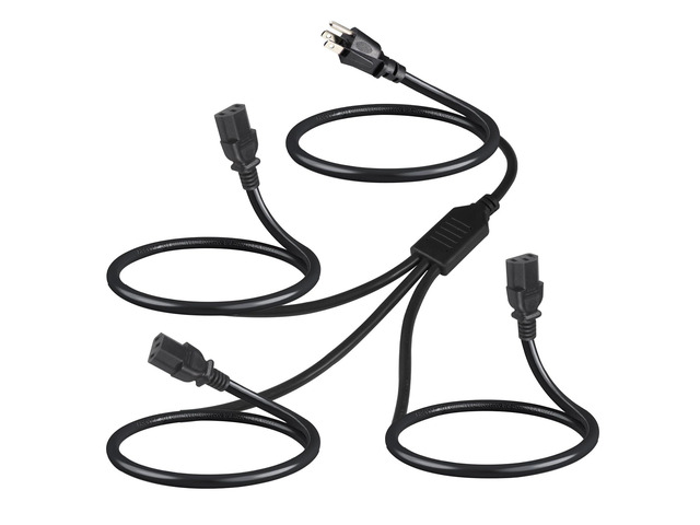 Computer Y Splitter Power Cord, NEMA 5-15P to 3X IEC60320 C13 Female 3 Ways Outlet AC Power Cord, SJT 16AWG Universal Laptop 3 Prong Power Cable,...