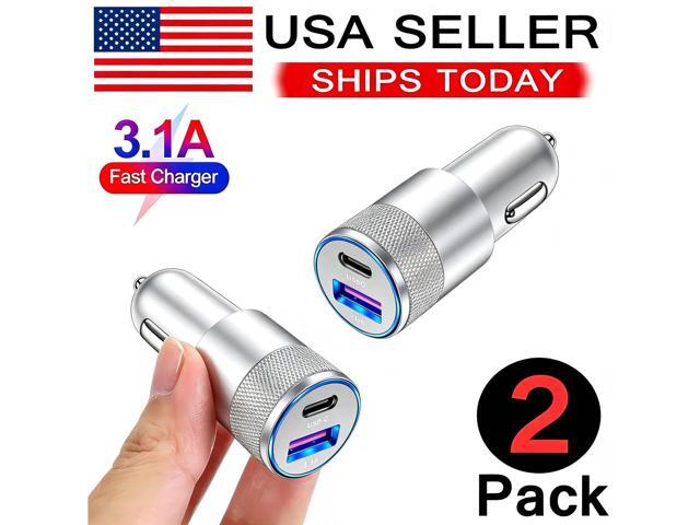 2Pack 2 Port PD USB-C Fast Car Charger for iPhone Samsung