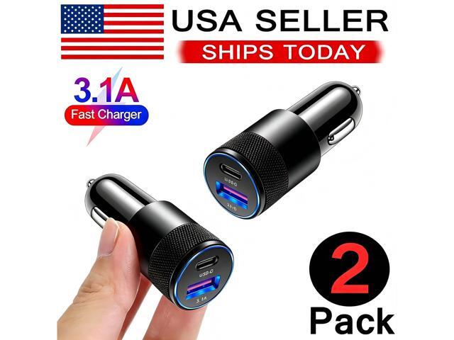 2Pack 2 Port PD USB-C Fast Car Charger for iPhone Samsung