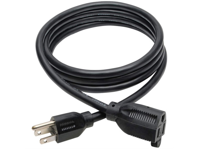 Eaton 3-Prong 6ft Power Cord Extension Cable Heavy-Duty 15A, 14AWG, 125V, NEMA 5-15P to NEMA 5-15R, Male-to-Female, Manufacturer's (P024-006)
