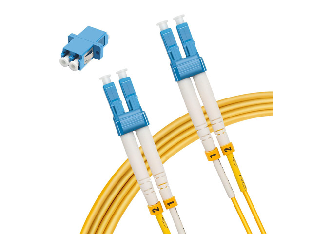 15M(49ft) LC to LC Fiber Optic Cable, Single-Mode Duplex 9/125µm OS2 1G/10G Patch Cord, 2.0mm LSZH Jacket, with LC Adapter Coupler