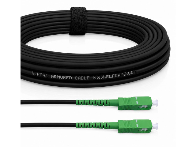 - 5m/16.4ft Armored Fiber Optic Cable for Outdoor and Indoor SCA to SCA Simplex Singlemode, Compatible with FTTH Cables, 5 Meters