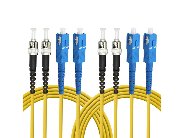 SC to ST Fiber Patch Cable, 3M (9.84ft) Single-Mode Duplex Jumper - SC/UPC-ST/UPC 9/125um OS2 Yellow SM Optical Patch Cord (2 Pack, 3M(9.84ft))