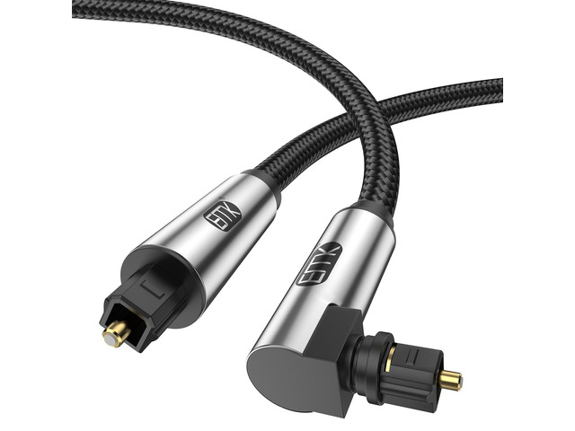 90 Degree Optical Cable 360 Degree Free-Rotating Fiber Optic Cable Toslink Male to Male Cable for Home Theater, Soundbar, Gaming Console,...