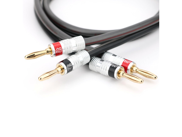 Silverback 10 AWG Speaker Wire with Silverback Banana Plugs - 33 feet, CL3 Rated, Oxygen Free Copper, high Strand Count, Terminated