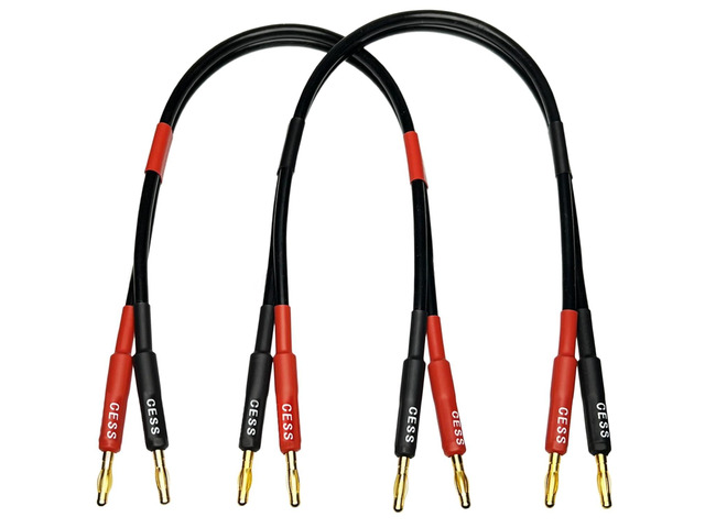 CESS-037-2f Banana Plug Male to Male Speaker Cable 12 Gauge 680 Strand Count Silicone Soft Wire, 2 Cables (2 FEET)
