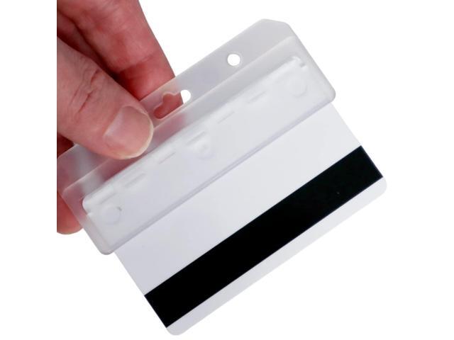 Frosted Rigid Plastic Horizontal Half Card ID Badge Holders - Hard Plastic Easy Access Swipe Card Gripper - Swipeable Badge Holders for Magnetic...