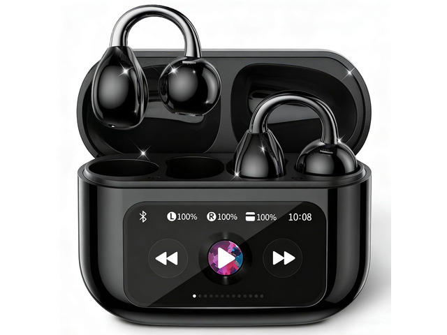 M100 Clip On Earbuds with Touchscreen Case, Wireless Open Ear Headphones for Glasses Small Ears,50h Battery LifeLightweight 4.1g, Bluetooth 6.0,...