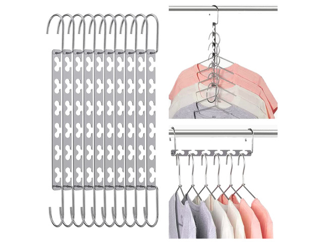 Saving Hangers, Shirt Hanger, Metal Hangers for Clothes, Space Saver for Hanging Clothes, Sturdy Metal Wardrobe Organizer, Pack of 10