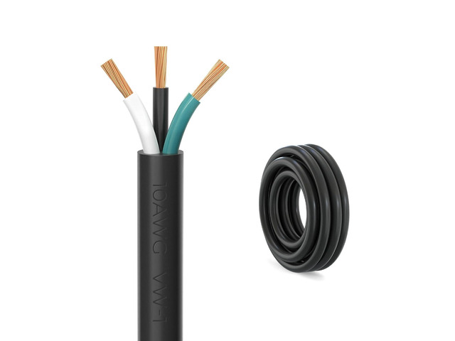 FIRMERST 10 Gauge 3 Conductor Power Cable SJTW 300V, 10 FT 10/3, Pure copper, Flexible jacket, For routing, tools and power setups