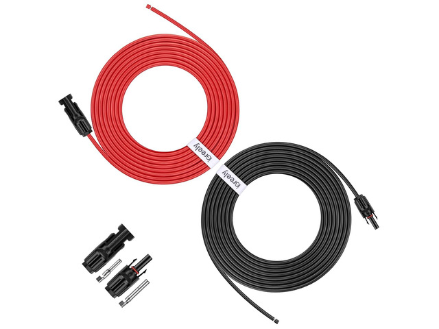 iGreely 20 Feet 10AWG Solar Extension Cable with Female and Male Connector Solar Panel Wire Adapter (20FT Red + 20FT Black)