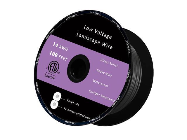 14/2 Low Voltage Landscape Lighting Wire 100ft 14AWG*2C Waterproof Pure Copper Outdoor Direct Burial 100 feet Black