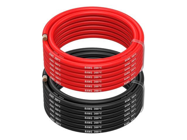 MMOBIEL 8 AWG Electrical Silicone Wire - 8 Gauge (8.37mm²) Tinned Copper Cable 1.5 m / 5 ft 2 Separate Wires Red & Black for Refrigerators, Air...