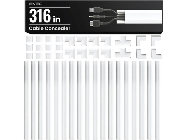 EVEO Cable Hider Wall 306 - Cable Raceway Cord Hider - Wire Covers for Cords on Wall, Cord Cover, Wall Cable Hider, Cable Concealer, Wire Hiders...