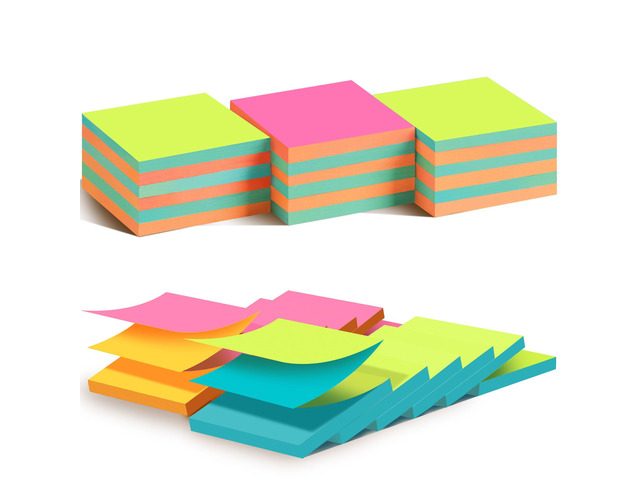 (18 Pads) Pop Up Alternating Color Sticky Notes 3x3 in for Office, School Dispenser Refills, Strong Adhesive Memo Pad Bulk, Clean Removal