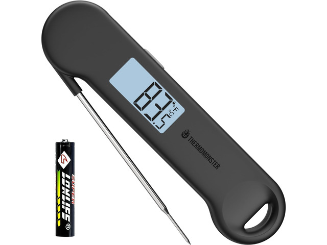 0.5 Sec Instant Read Grill Meat Thermometer Digital Food Cooking BBQ, Black ±0.5°F Precision, Auto Flip Digital LCD Display, Ideal For Meat,...