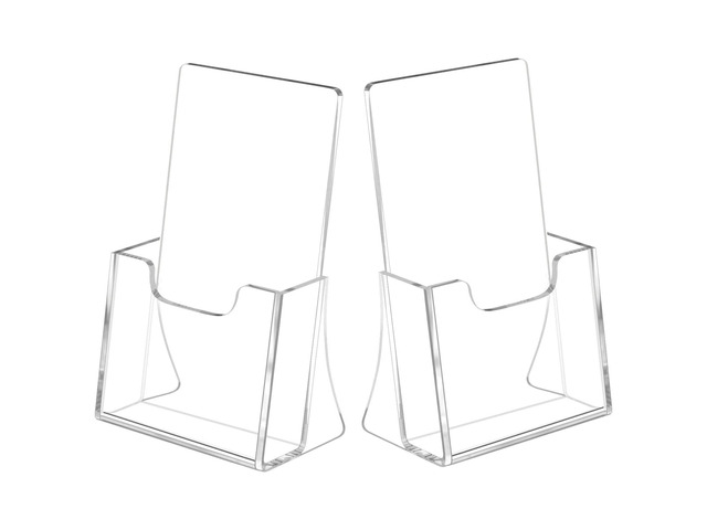 Acrylic Brochure Holder 4 x 6, Flyer Holder Stands Display, 2 Pack Clear Brochure Display Stand for 4' Trifold Pages, Literature Holder Countertop...
